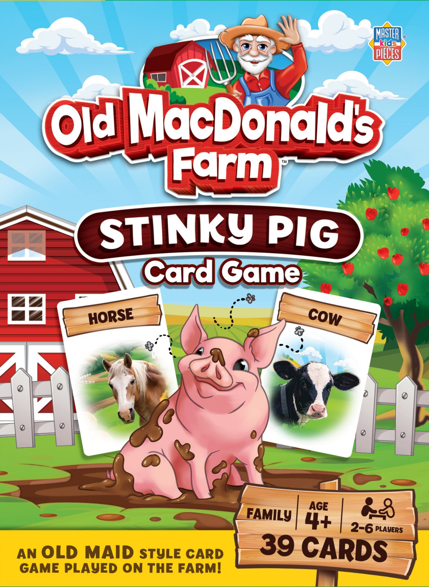 Детская карточная игра MasterPieces Puzzles Stinky Pig Old Maid Style Matching Card Game, 39 Cards, Ages 4+, цвет: Разноцветный — фото 1