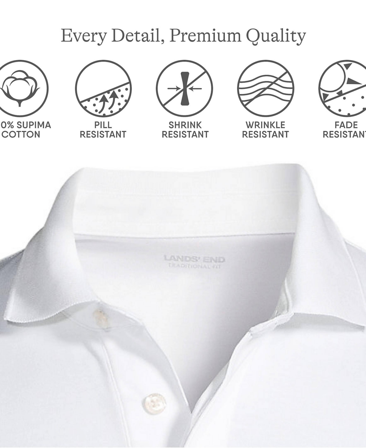 Lands' End Big & Tall Short Sleeve Cotton Supima Polo Shirt