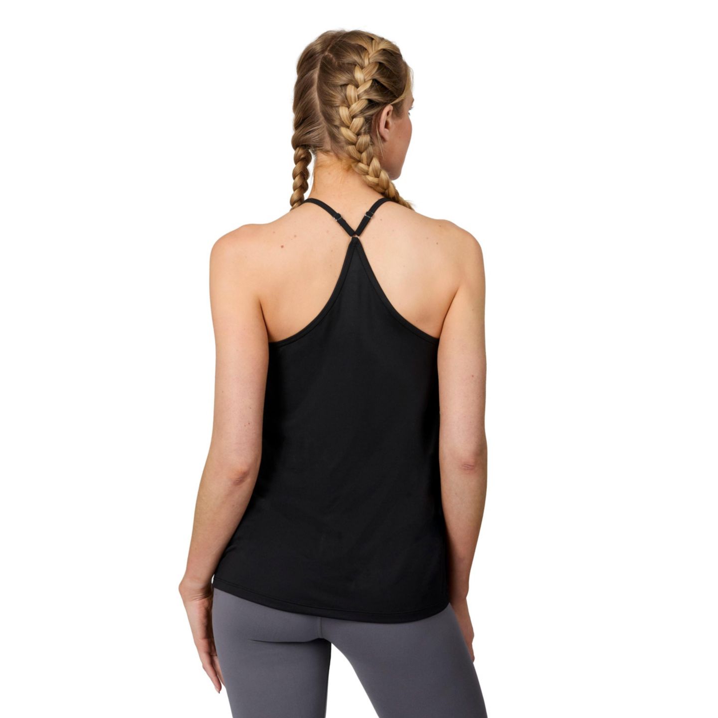 Женский топ Free Country Microtech Chill B Cool V-Neck Cami Top with Built-In Bra, цвет: Чёрный — фото 17