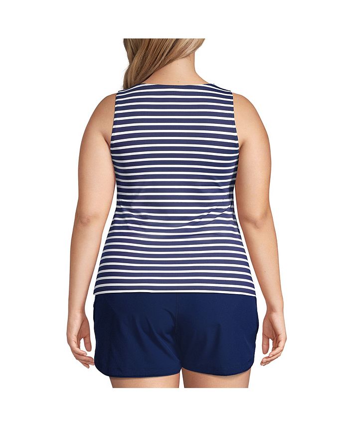 Lands' End Plus Size Mastectomy High Neck UPF 50 Modest Tankini ...