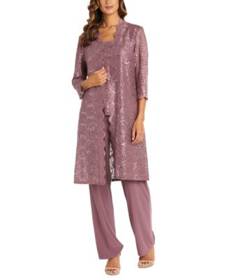 3-Pc. Sequined Lace Pantsuit & Jacket