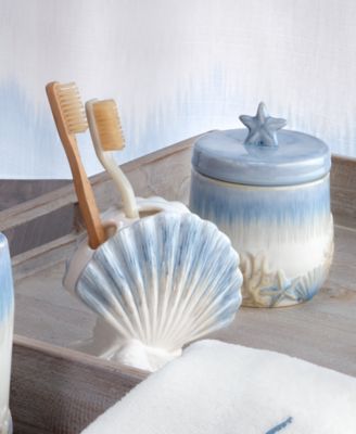 Abstract Coastal Seashells & Coral Ceramic Toothbrush Holder