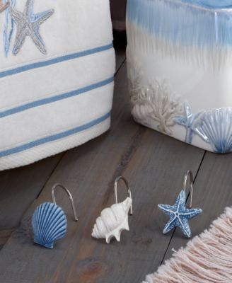 Abstract Coastal Seashells & Coral 12-Pc. Shower Curtain Hooks