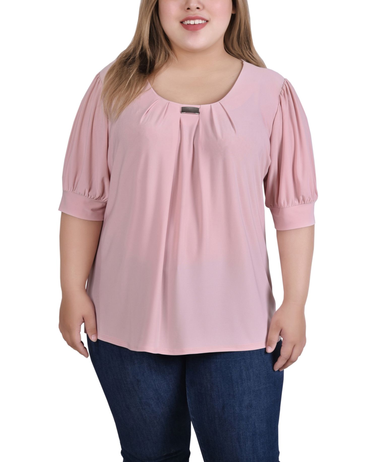Petite Short Sleeve Balloon Sleeve Top