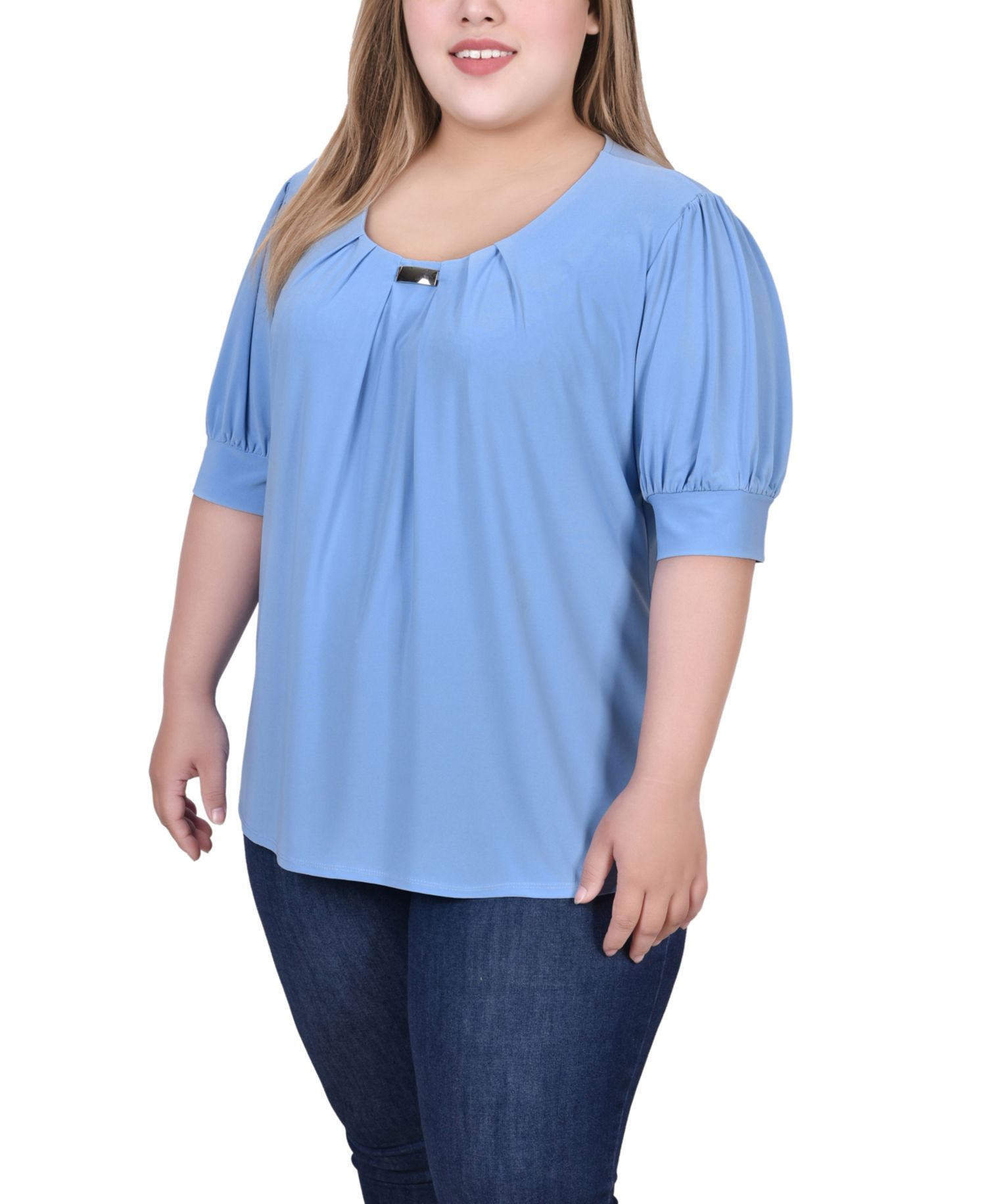 Petite Short Sleeve Balloon Sleeve Top