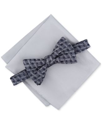 Alfani - Men's Bleecker Geo-Print Bow Tie & Pocket Square Set