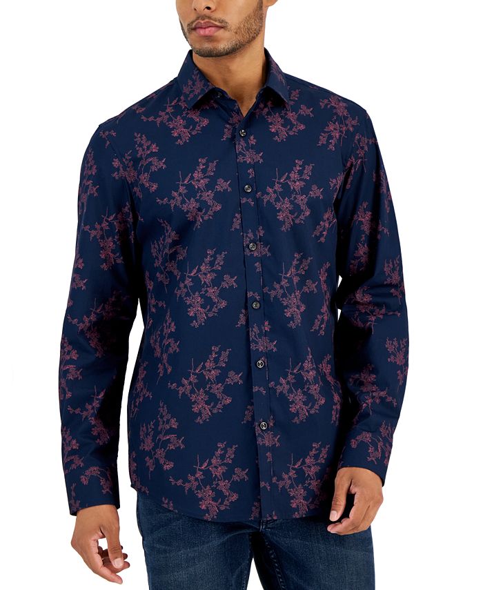 Alfani Men's Dotted Floral-Print Shirt, Created for Macy's - Macy's