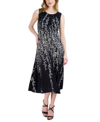 Sandra Darren - Women's Printed Belted Midi Dress