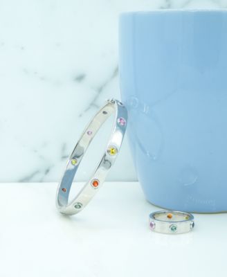 Lab-grown Multi-Sapphire Bangle Bracelet (1-1/3 ct. t.w.) in Sterling Silver