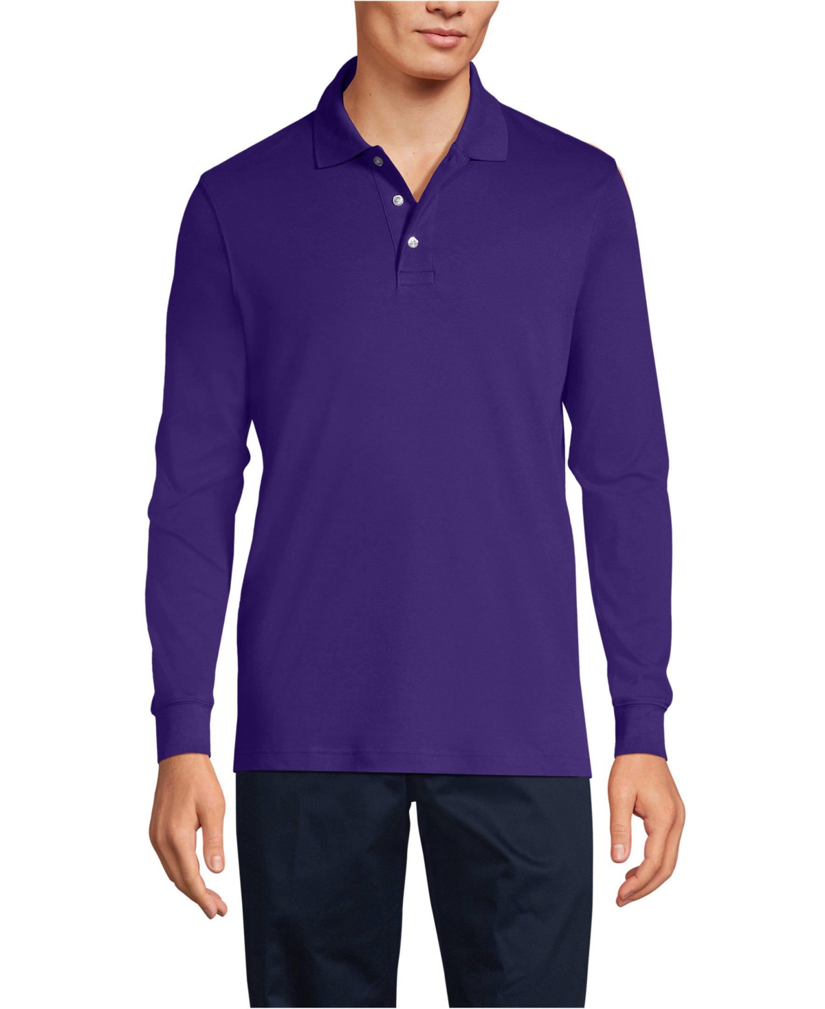 Lands' End Men's Long Sleeve Interlock Polo Shirt
