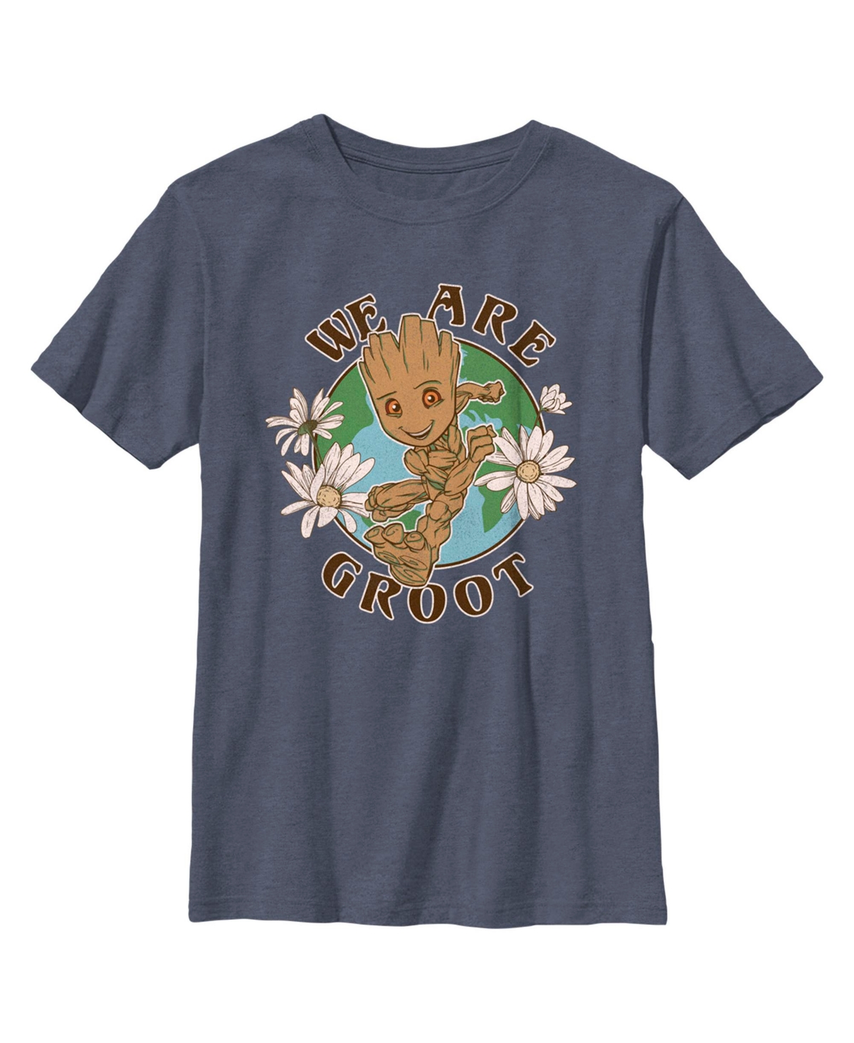 Marvel Boy's Guardians Of The Galaxy Earth Day We Are Groot Child T-shirt In Navy Blue Heather