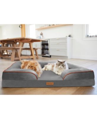 Snuggle Pet Mattress | Large to Extra Large Pet Mattress | 2-in-1 Cool Gel Infused with High Density foam | Pet Mattress with Bumper | Anti-Slip Pet Mattress Bed | Orthopedic Pet Mattress