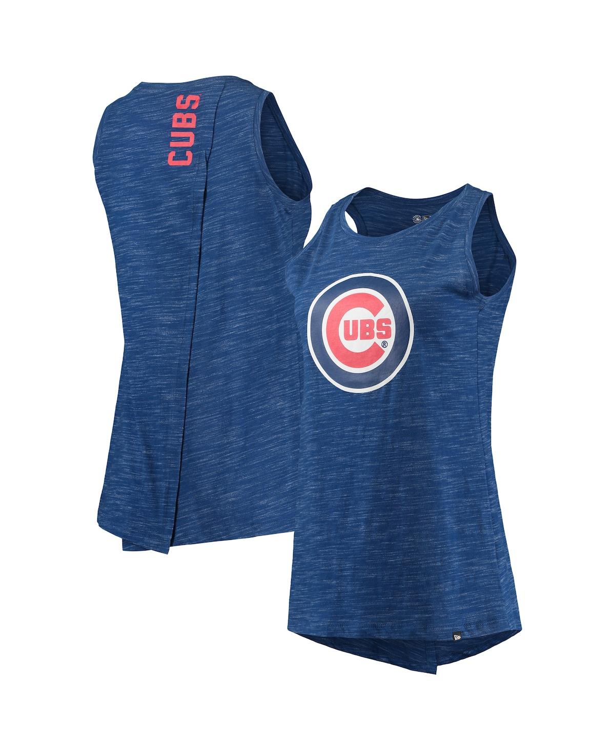New Era Women's  Royal Chicago Cubs Space Dye Back-knot Tank Top