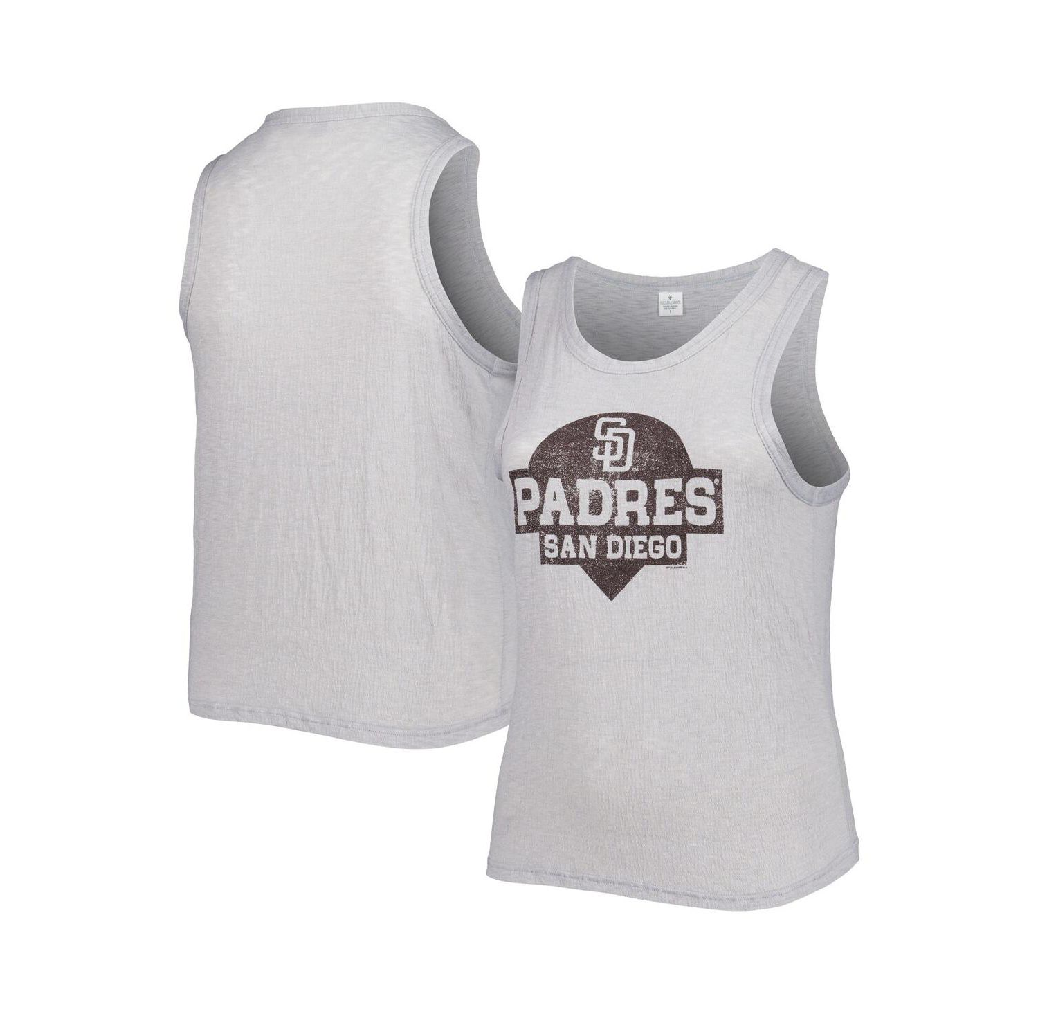 Women's Gray San Diego Padres Plus Size High Neck Tri-Blend Tank Top