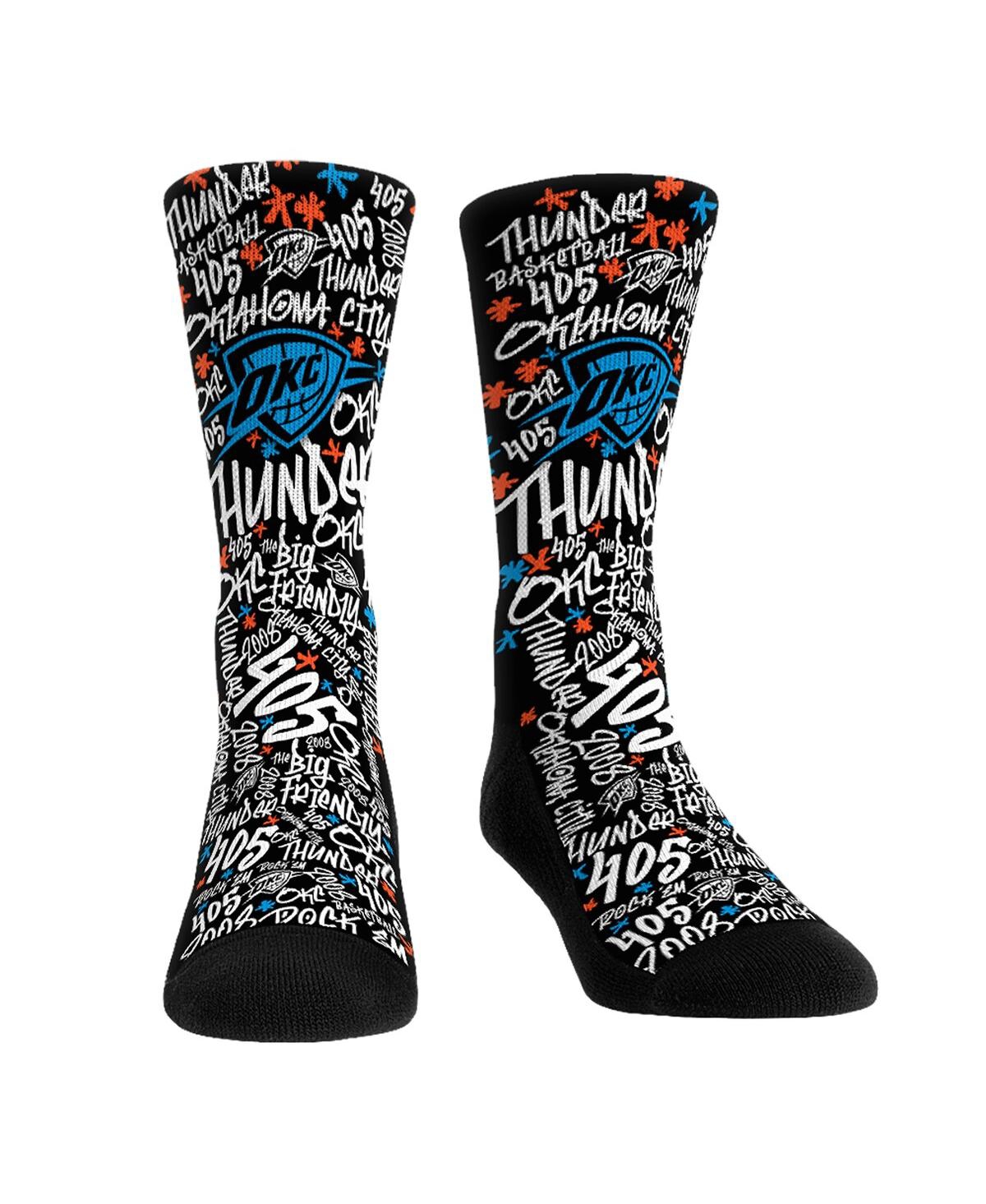 Rock 'em Men's And Women's  Socks Oklahoma City Thunder Graffiti Crew Socks In Black