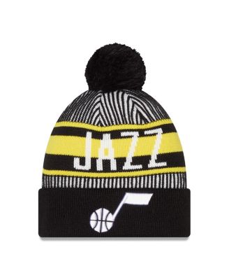 Men's Navy Utah Jazz Striped Cuffed Pom Knit Hat