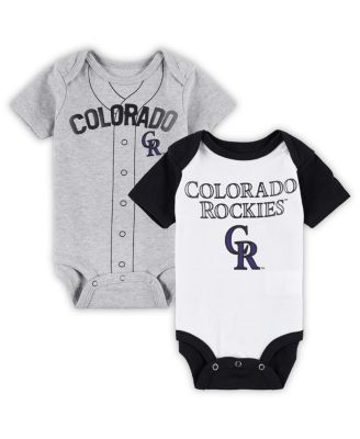 Newborn and Infant Boys and Girls White, Heather Gray Colorado Rockies Little Slugger Two-Pack Bodysuit Set