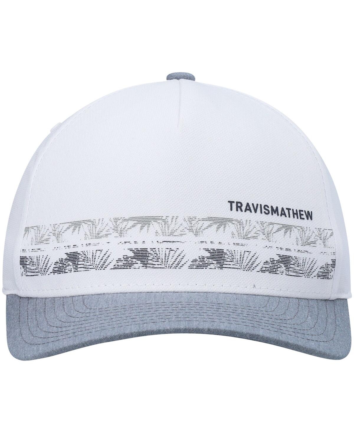 Shop Travis Mathew Men's  White And Gray Drone Footage Snapback Hat In White,gray
