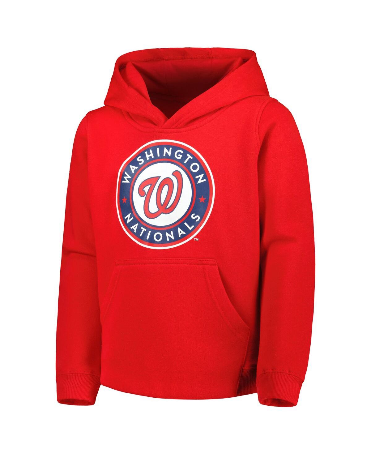 Outerstuff Toddler Red Washington Nationals Team Primary Logo Fleece Pullover Hoodie In Red