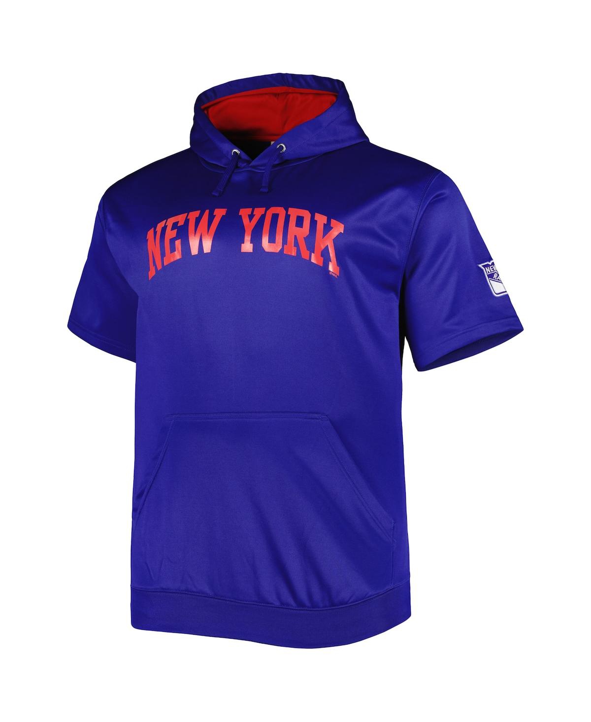 Shop Profile Men's Royal New York Rangers Big And Tall Logo Short Sleeve Hoodie