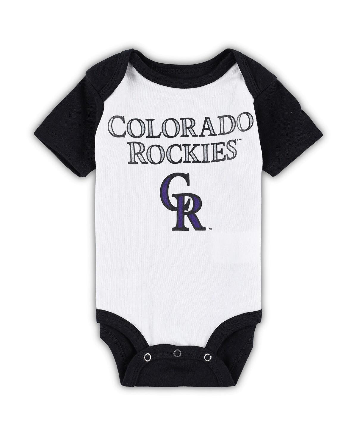 Outerstuff Newborn And Infant Boys And Girls White, Heather Gray Colorado Rockies Little Slugger Two-pack Bodys In White,heather Gray