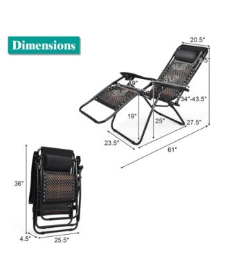 Patio Rattan Zero Gravity Lounge Chair Folding Recliner