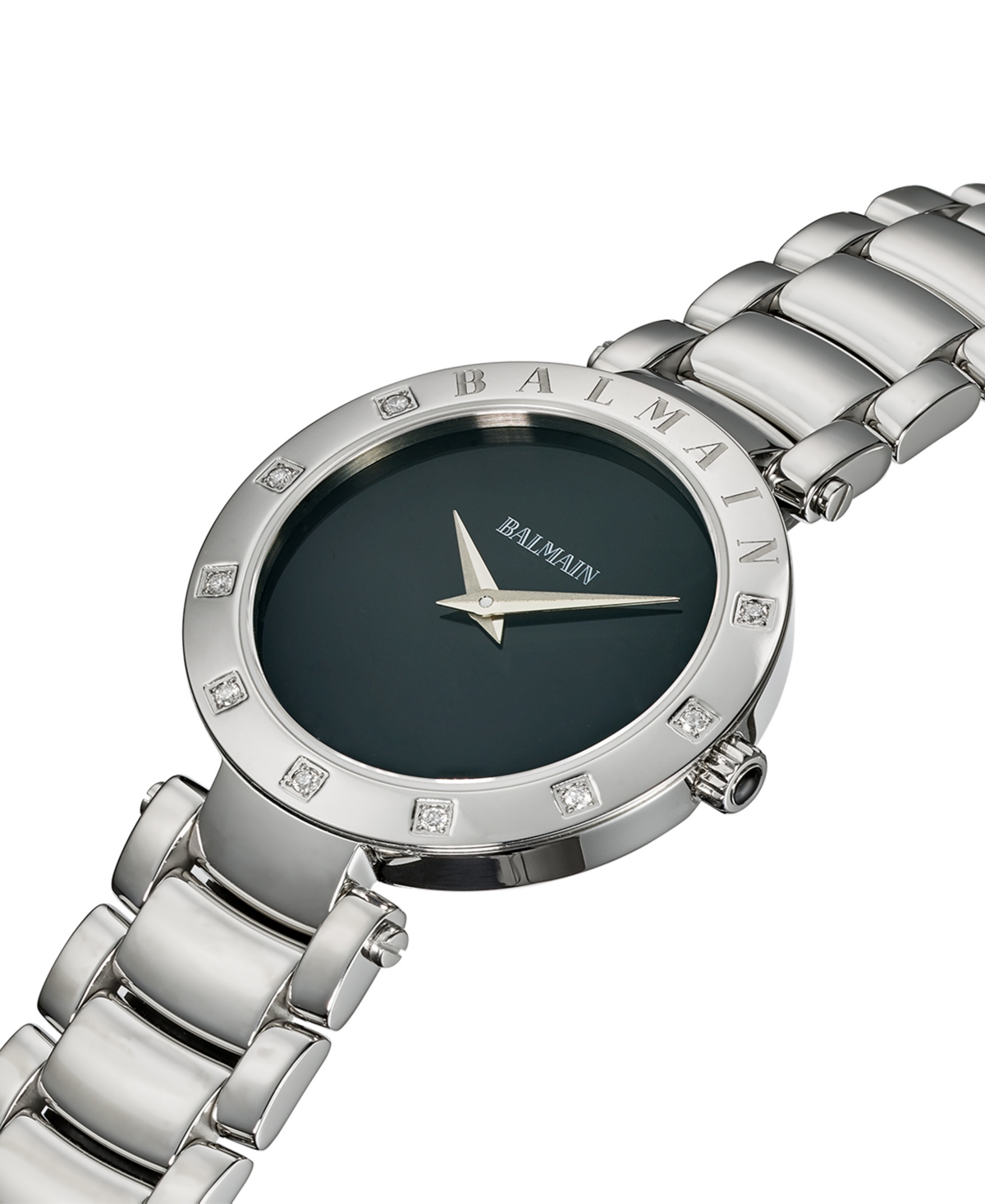 Shop Balmain Women's Swiss Ia Bijou Diamond (1/10 Ct. T.w.) Stainless Steel Bracelet Watch 33mm In Silver,black