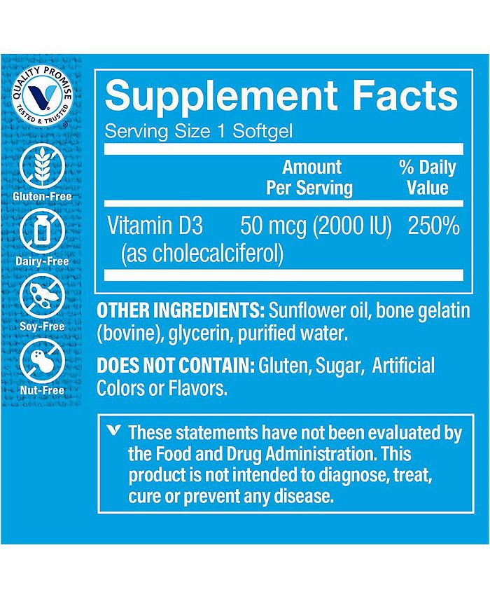 The Vitamin Shoppe Vitamin D3 Immune Support & Bone Health 2,000 IU