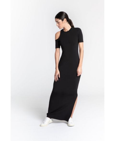 Женское платье Marcella Gramercy One-Shoulder Cutout Jersey Side-Slit Maxi, цвет: Чёрный