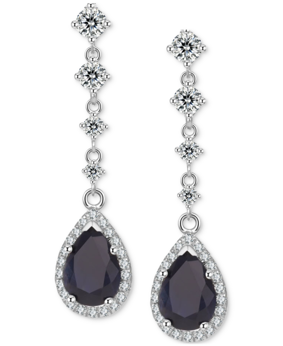 Macy's Sapphire (3 Ct. T.w.) & White Topaz (3/4 Ct. T.w.) Halo Drop Earrings In Gold-plated Sterling Silver