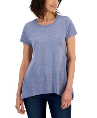 Style & Co - Women's Solid-Color Pleated-Neck Short-Sleeve Top