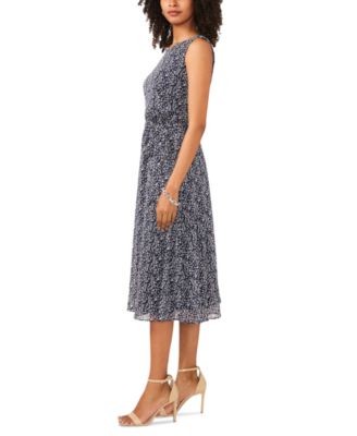 MSK Women's Sleeveless Blouson Tie-Waist Chiffon Midi Dress