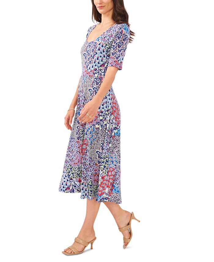 MSK Women's Scoop-Neck Printed Jersey Midi Dress - Macy's