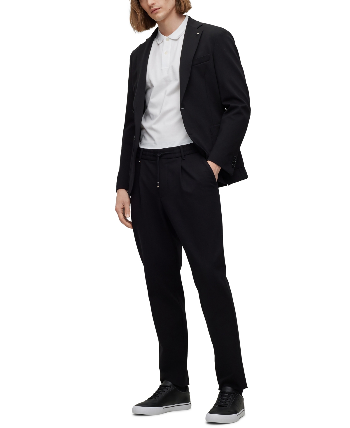 Shop Hugo Boss Boss By  Men's Slim-fit Jacquard Striped Polo Shirt In White