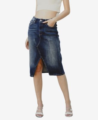 Kancan - High Rise Front Slit Midi Skirt