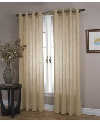 Grasscloth Lined Rod Pocket Tie-Up Curtain Panel 54"W x 63"L