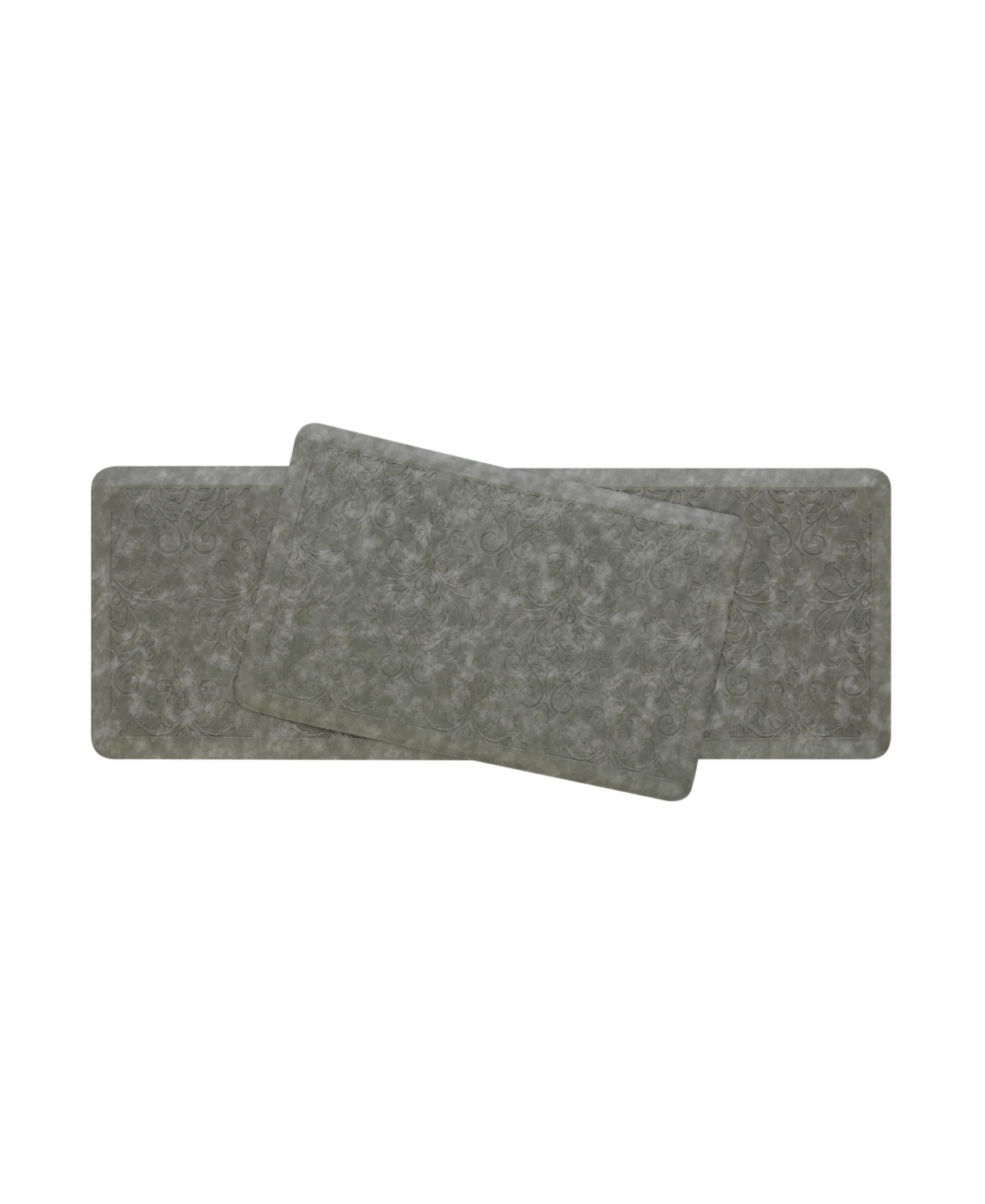 Chef Gear Marni Fatigue-resistant Kitchen Mat 2 Piece Set, 17.5" X 48" And 17.5" X 28" In Gray