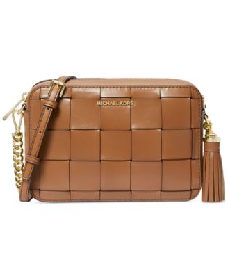 Michael Kors Jet Set Medium Woven Leather Camera Bag - Macy's