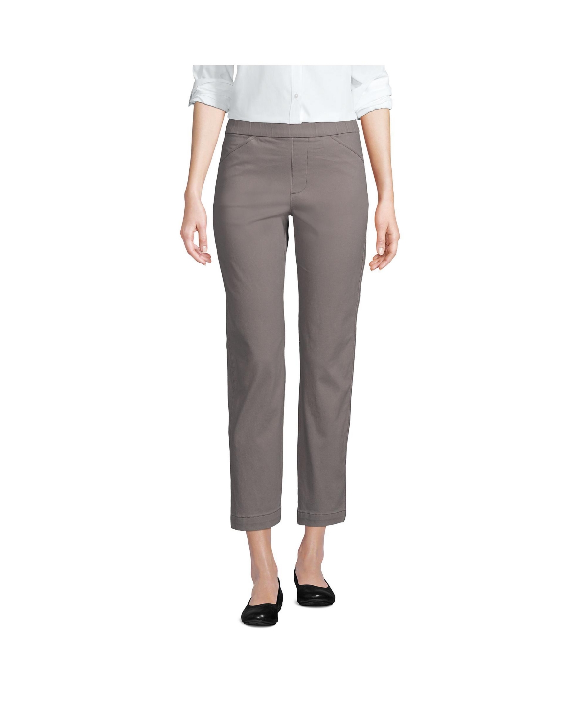LANDS' END WOMEN'S MID RISE PULL ON CHINO CROP PANTS