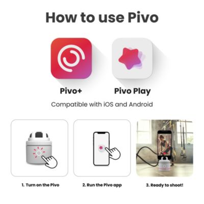 Pod Lite Fitness Tracking Phone Holder, Auto 360&deg; Rotation, Selfie, Handsfree Video Recording