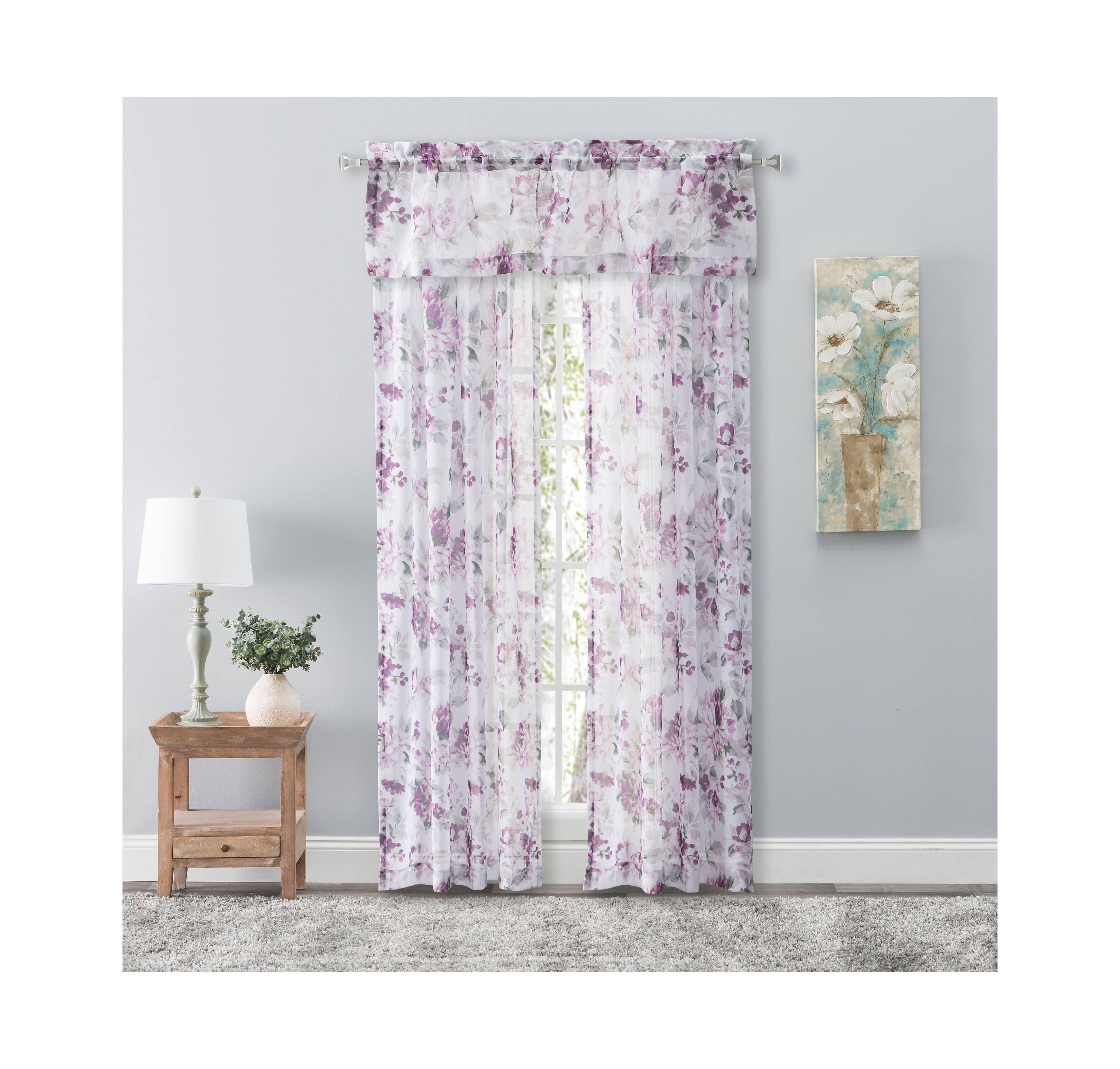 Ricardo Whimsical Semi-Sheer Floral Rod Pocket Curtain Panel 54"W x 63"L