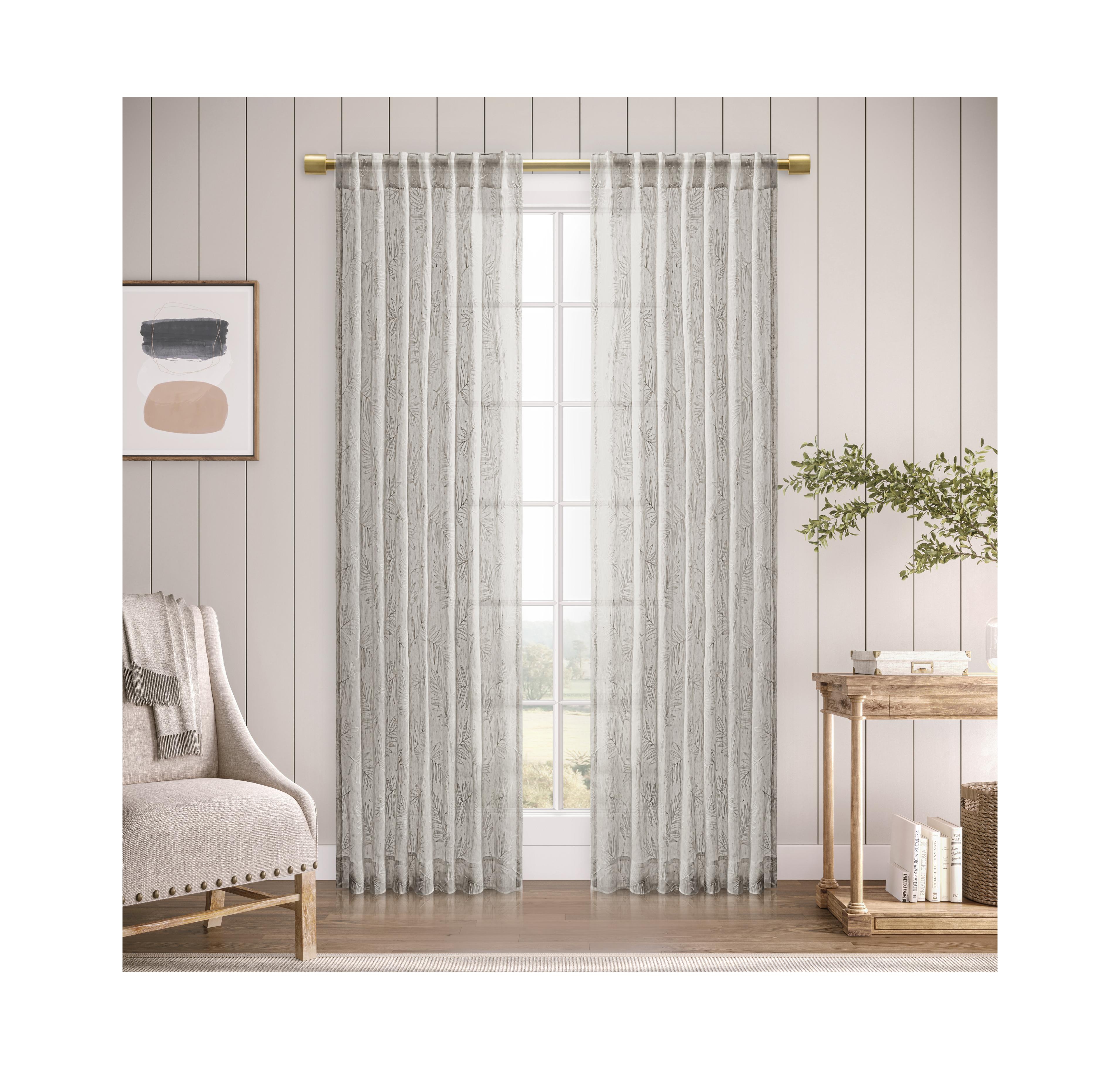 Ricardo Sheer Leaf Rod Pocket With Back Tab Curtain Panel 52"W x 108"L