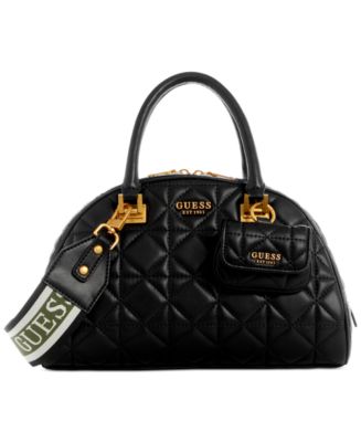 GUESS Mildred Medium Quilted Dual Top Handle Bowler Crossbody - Macy's