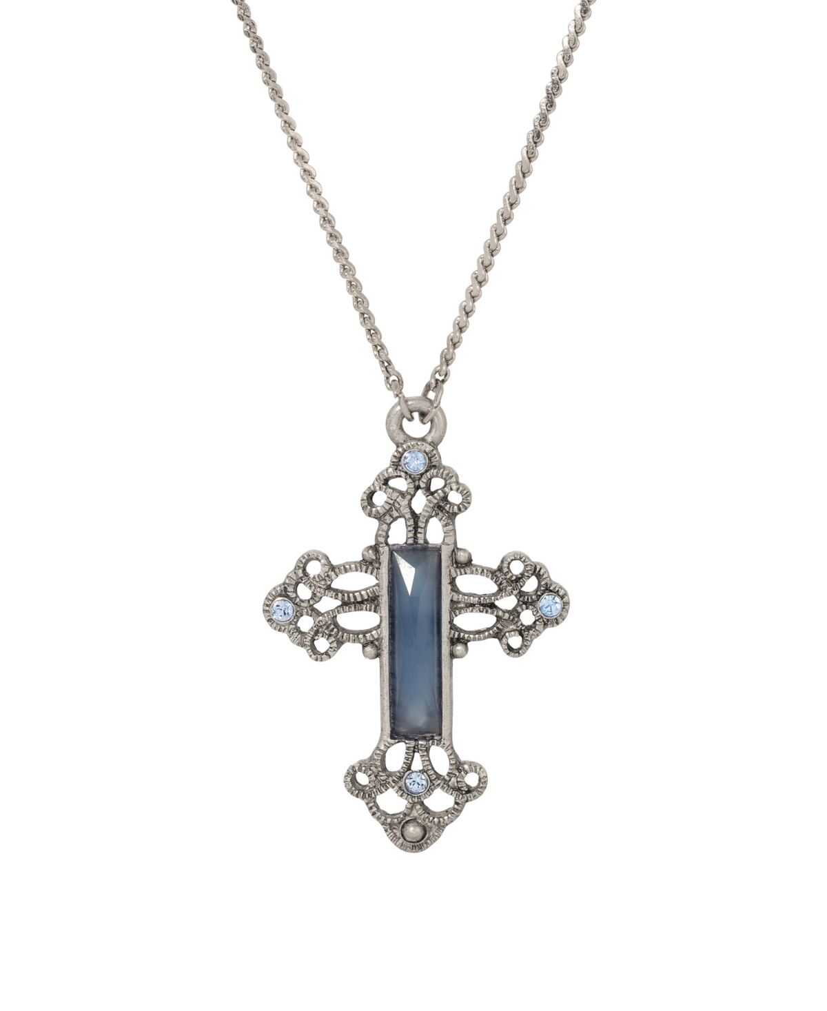2028 Symbols Of Faith Glass Blue Cross Necklace