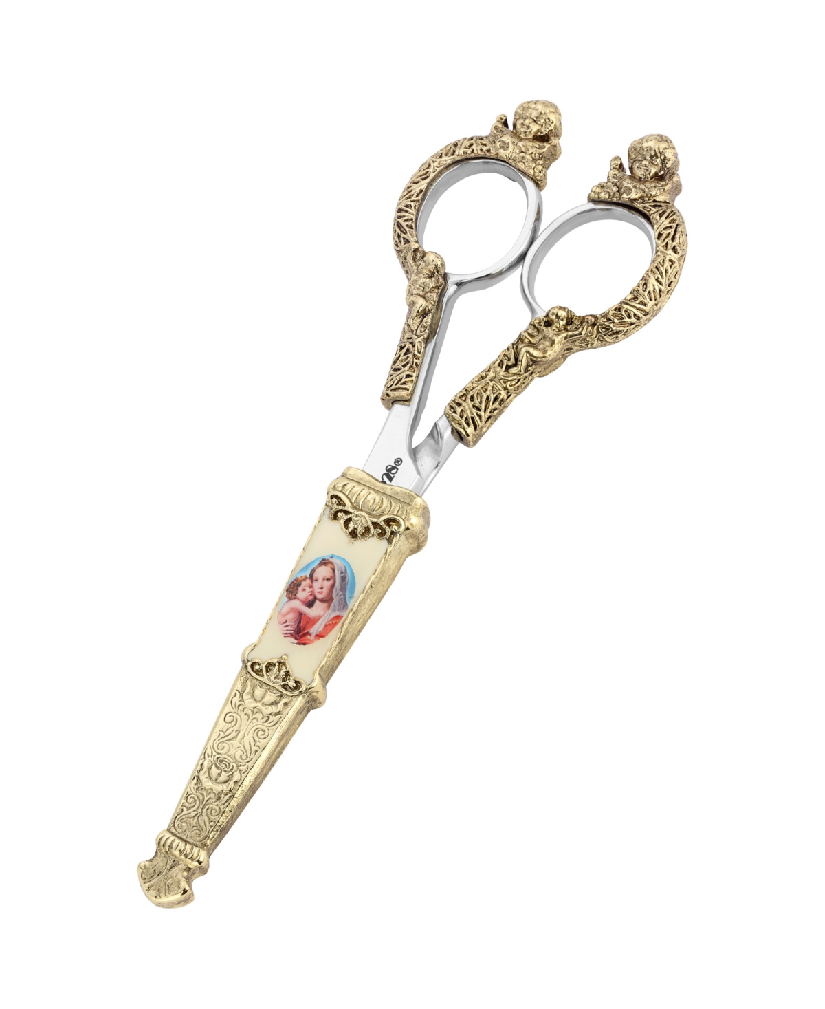2028 Enamel Mother And Child Scissors In Yellow
