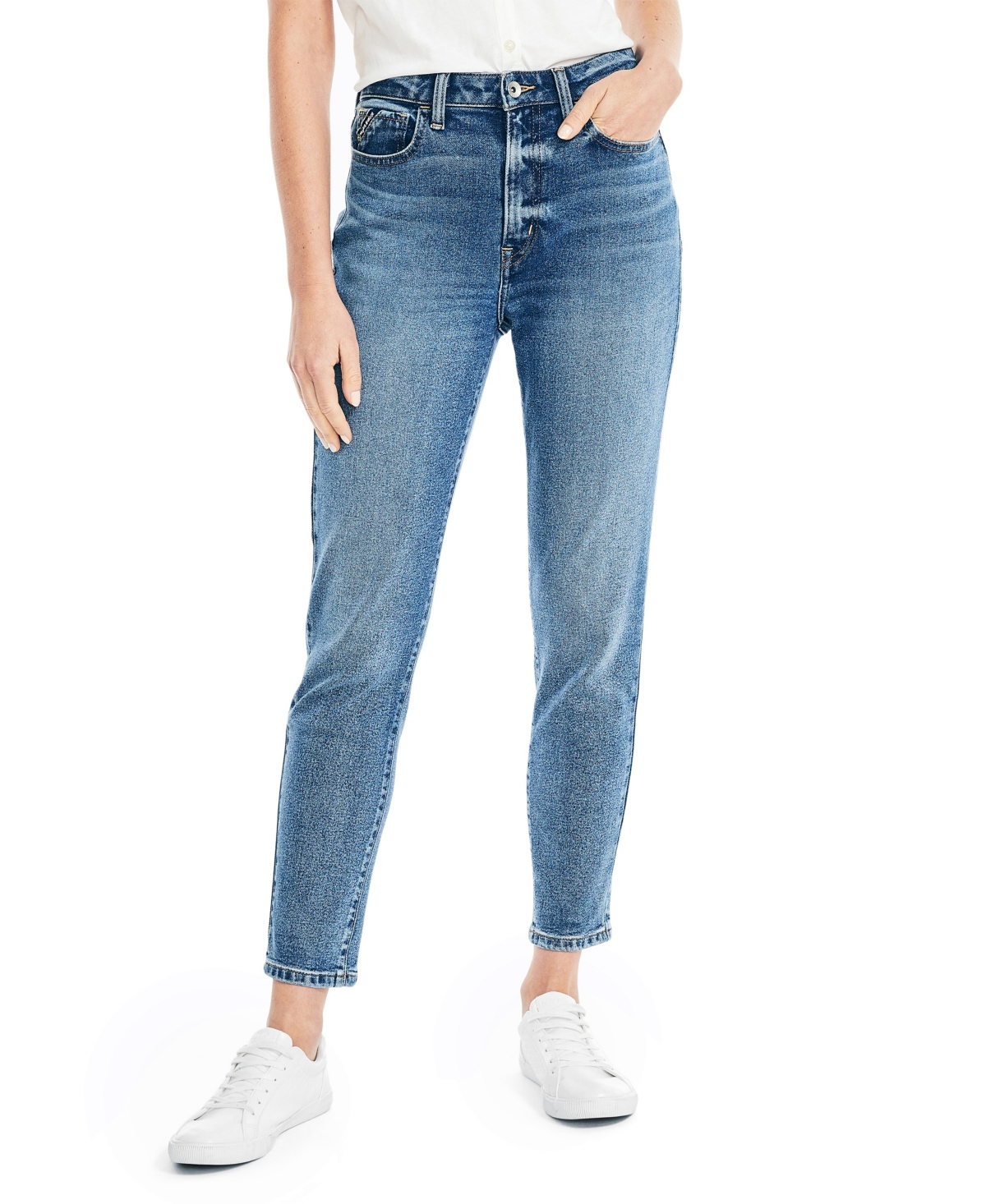 Nautica Women's High-rise Relaxed Fit Denim Pants In Blue Wash