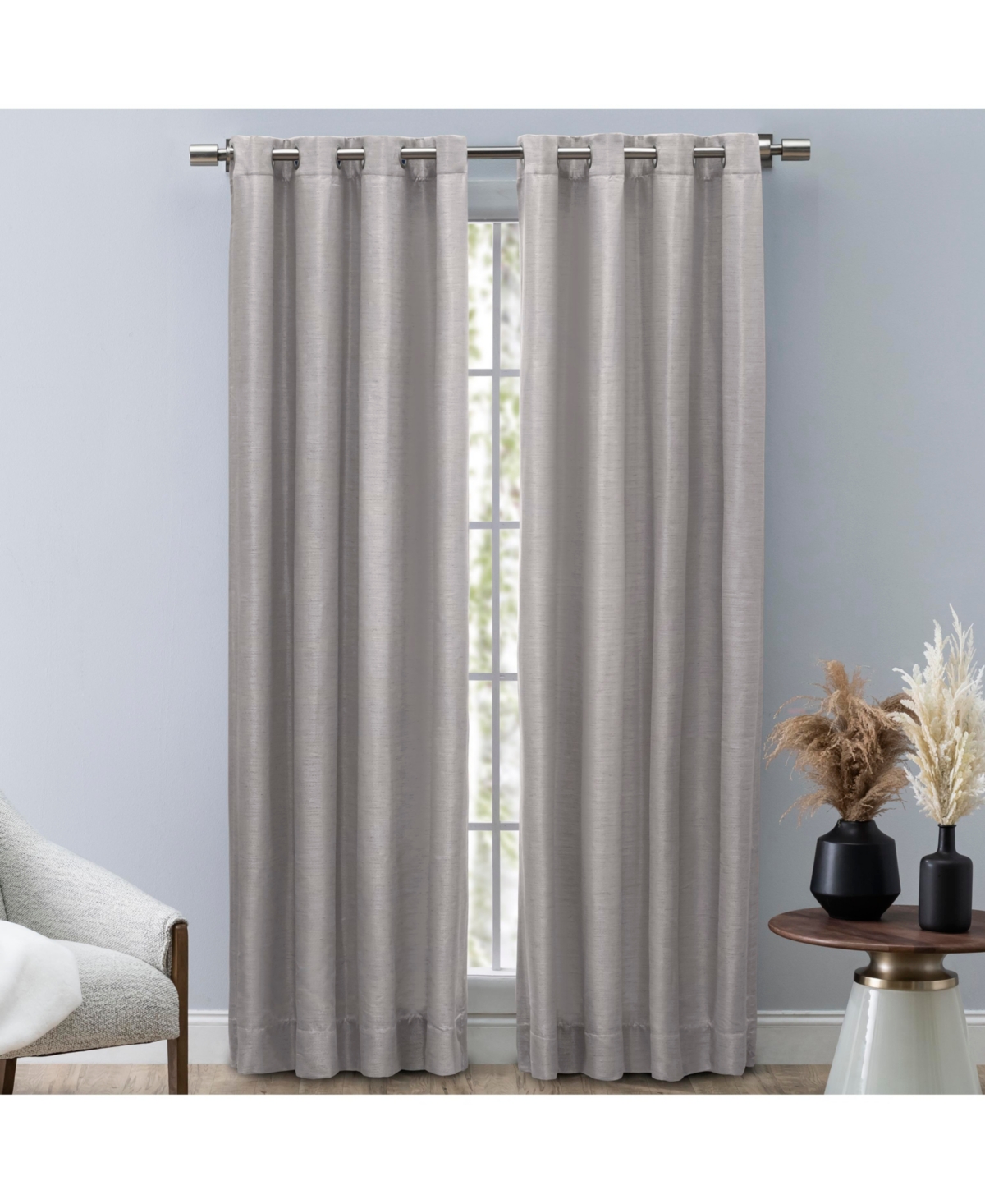 Ricardo Grasscloth Lined Grommet Curtain Panel 54"W x 96"L