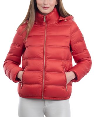 Macy's red michael kors coat best sale