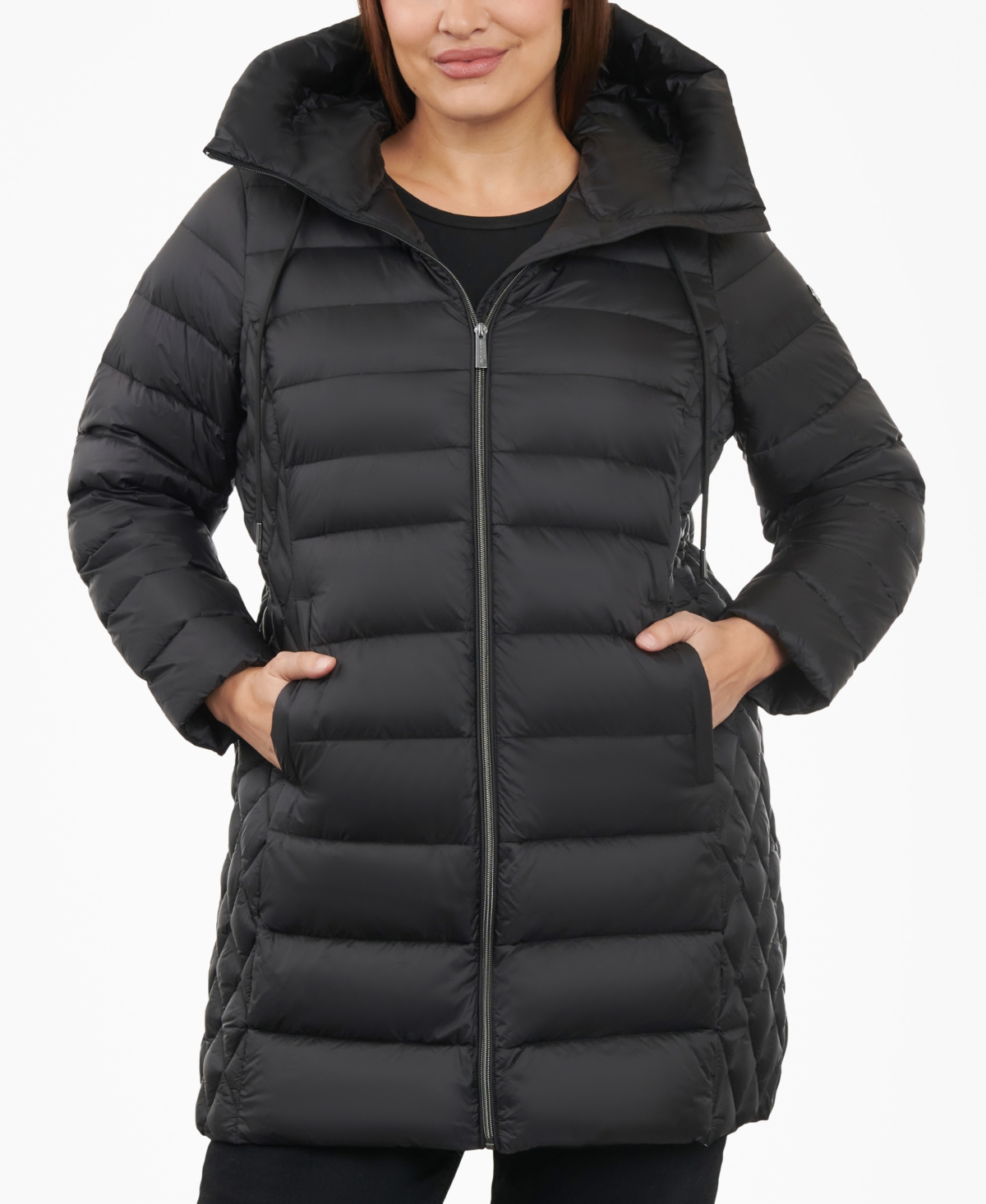 Michael Michael Kors Women's Plus Size Hooded Down Packable Puffer Coat, Created for Macy's - Midnight
