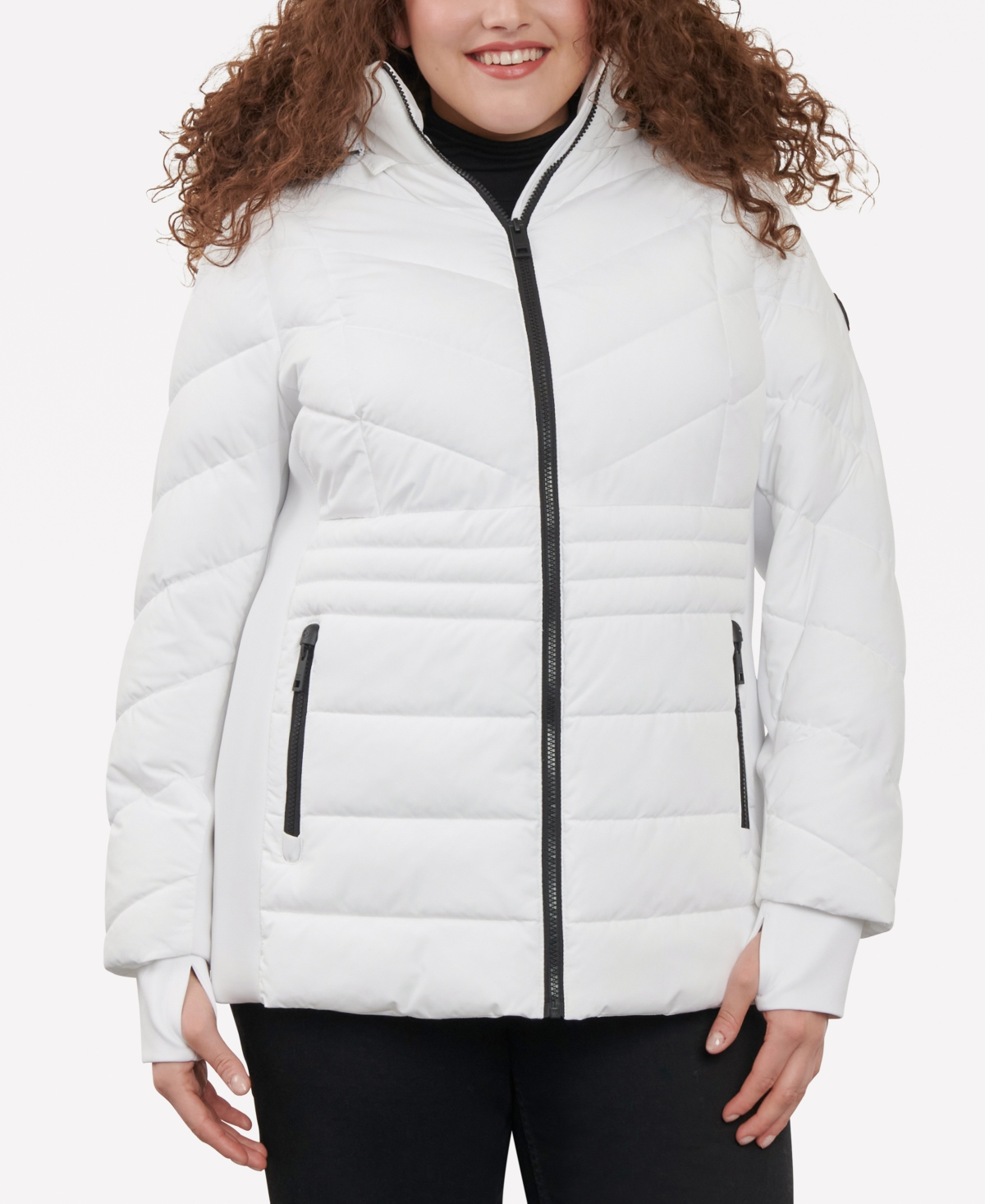 Michael Kors Michael  Women's Plus Size Faux-fur-trim Hooded Puffer Coat, Created For Macy's In White